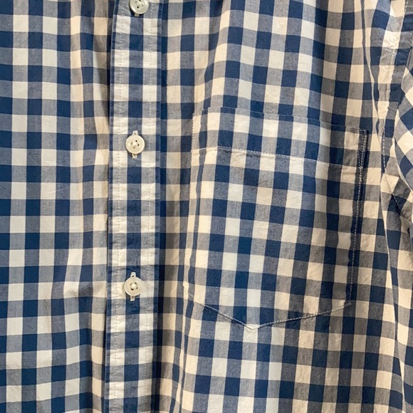 Old Navy shirt Mens small s blue white plaid long sleeve button dress shirt EUC - Picture 2 of 5